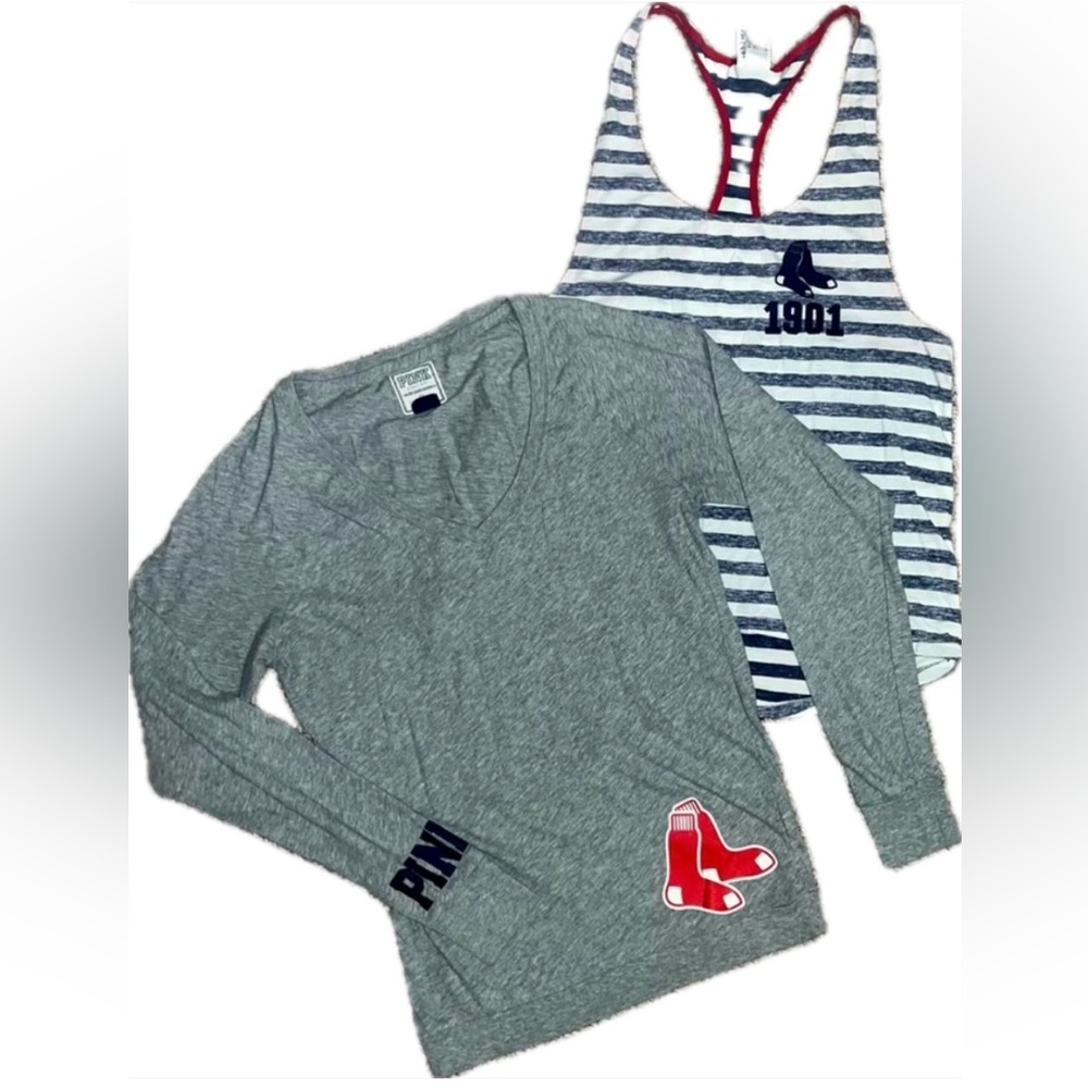 *BUNDLE DEAL!* PINK Victoria’s Secret Red Sox: Racerback Tank + Long Sleeve Tee